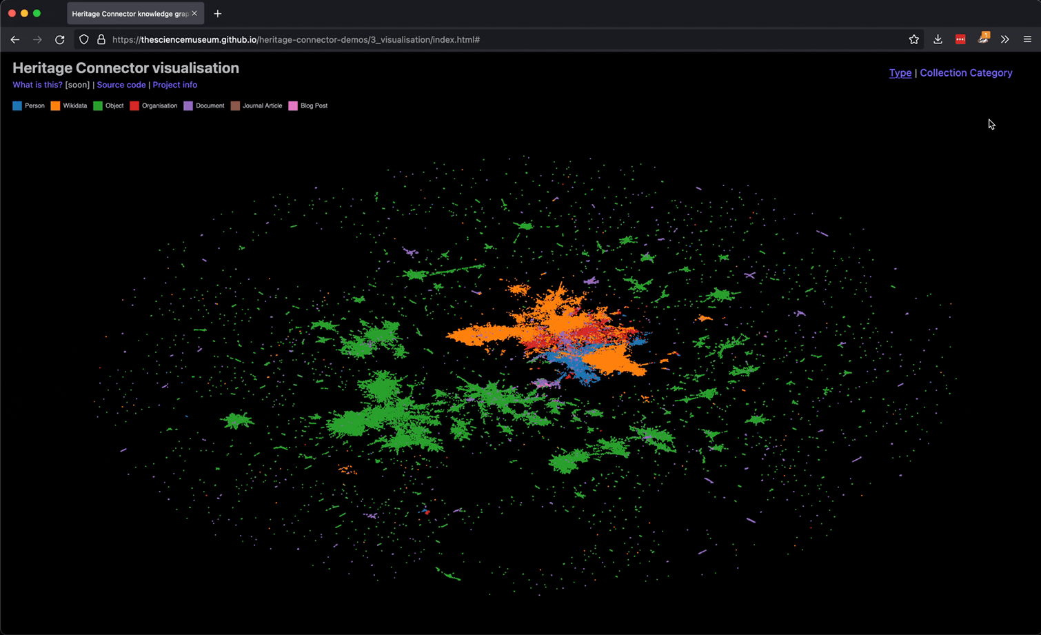 Animated screenshot of Heritage Connector visualisation